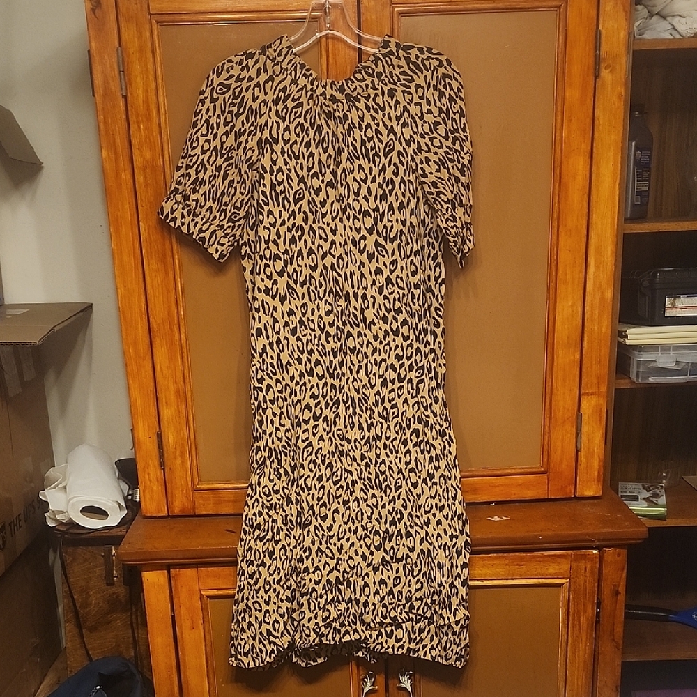 Anthropologie Tan and Black Midi Dress